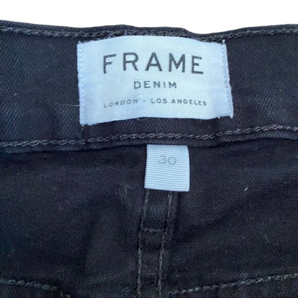 FRAME Denim Le High Straight Black Glitter Stripe Jeans 30 - Picture 4 of 7